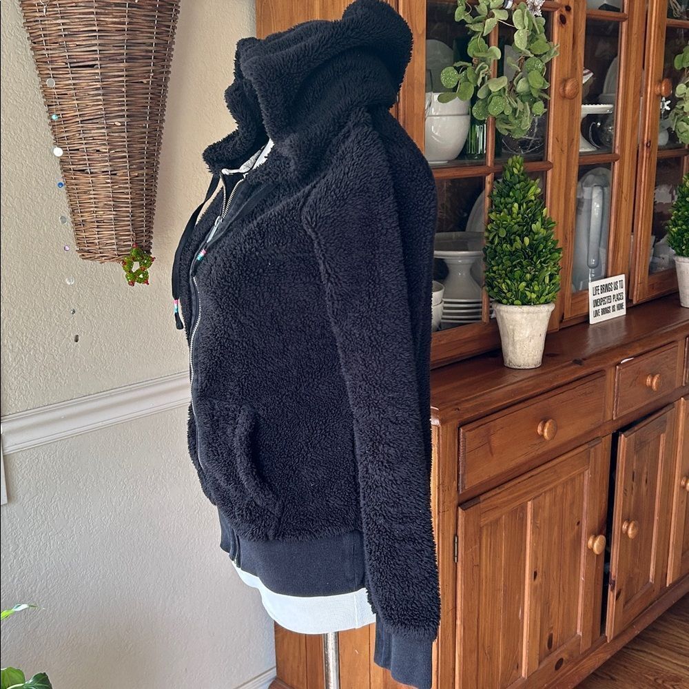 Roxy Black Fleece Zip-Up Hoodie Size Small - Picture 3 of 10